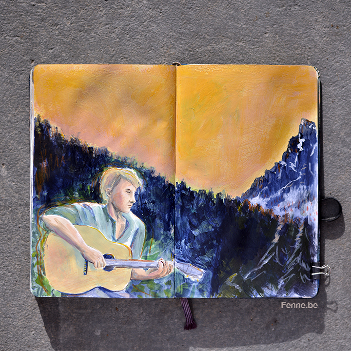 Inside my Moleskine travel sketchbook | visual storytelling by www.Fenne.be