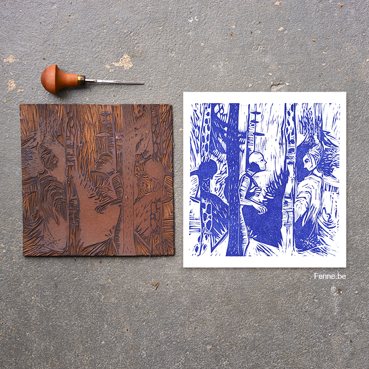 From sketch to linocut printmaking | blog on www.Fenne.be