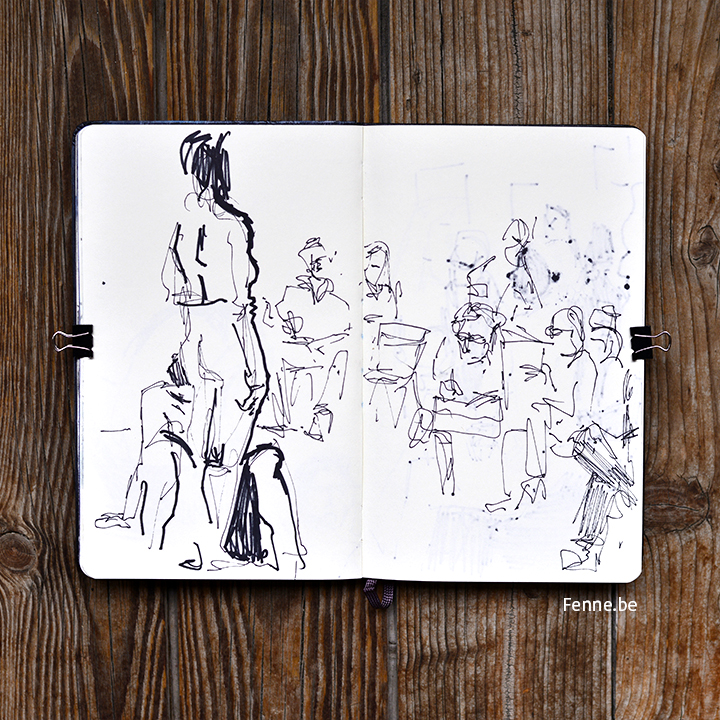 Model drawing in Antwerp | Moleskine sketchbook and markers | blogging @ www.Fenne.be (art & printmaking, travel, Scandinavia)