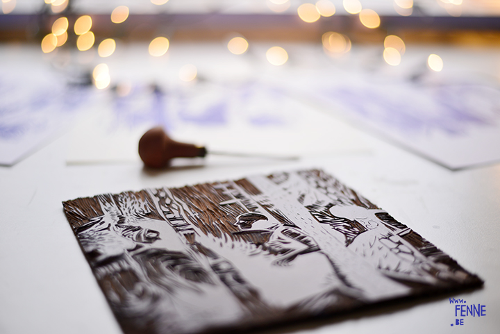 From sketch to linocut printmaking | blog on www.Fenne.be