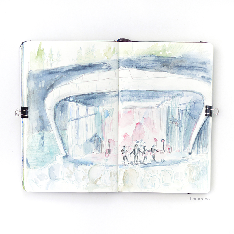 Lars Winnerbäck I Dalhalla Sverige, Inside my moleskine sketchbook, watercolor and pencil, artlife, concert drawing, www.Fenne.be