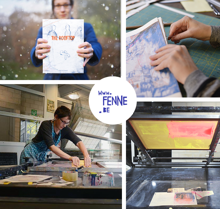 The Rooftop, a zine about love and courage, bookbinding, screenprint, www.Fenne.be