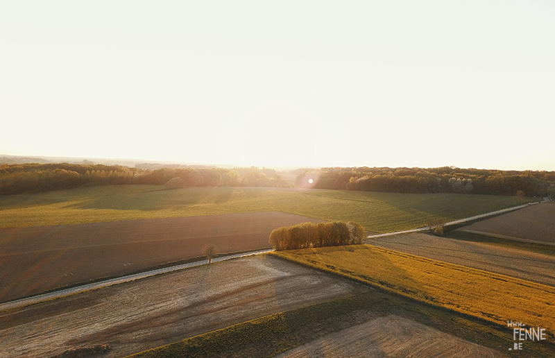 Bertem fields, Belgium, dronephotography, landscape and nature photography, sunset, www.Fenne.be