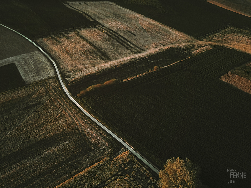 Bertem fields, Belgium, dronephotography, landscape and nature photography, sunset, www.Fenne.be