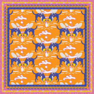 Rock hound, dog crystals pattern design for scarf. www.Fenne.be/ www.dogvision.eu