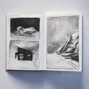 Fenne Kustermans artist, Sweden/Belgium. Sketchbook January 2022, sketching, drawing, Schetsboek, rocks, Denmark, www.Fenne.be