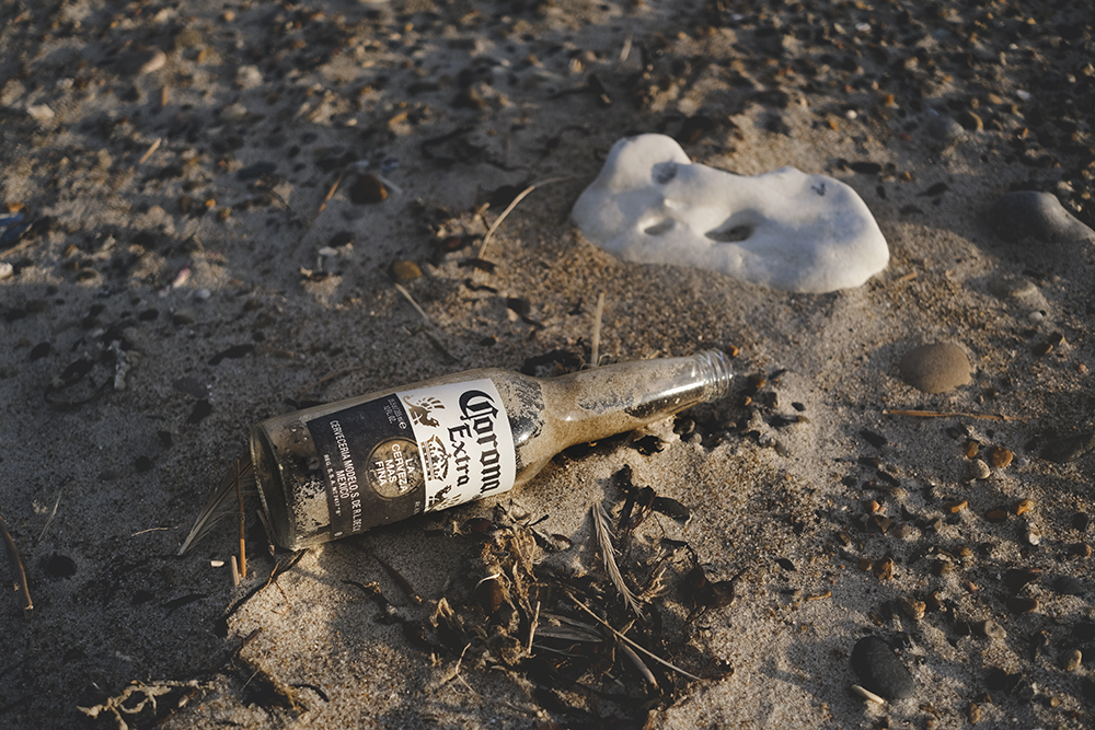 Beachcombing, strandjutten, Denmark, Nord Jutland, bones, corona bottle, seaweed, amber, Michael Kors earrings, www.Fenne.be