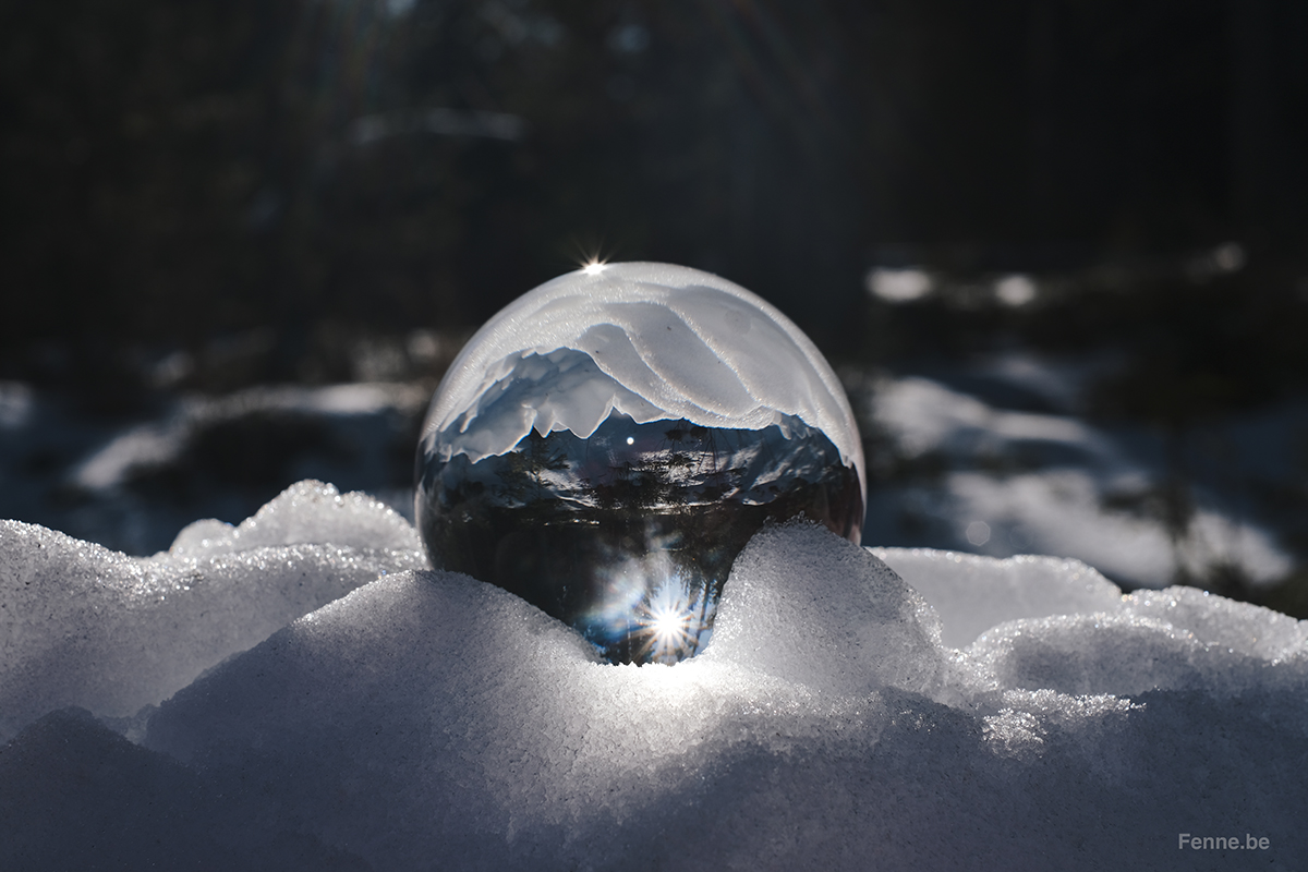 Crystal glass ball nature photography, Nordic nature, Nordic winter, creative outdoor photography, www.Fenne.be