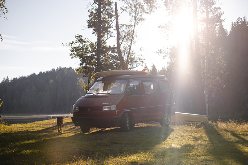 Sup & sunset, camping with the Volkswagen California in Sweden, paddling the lake, www.Fenne.be