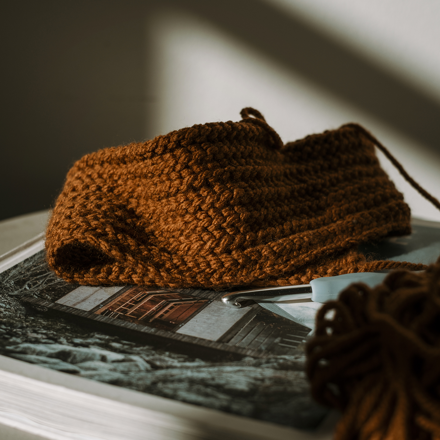 Crochet practice, rusty autumn yarn, www.Fenne.be