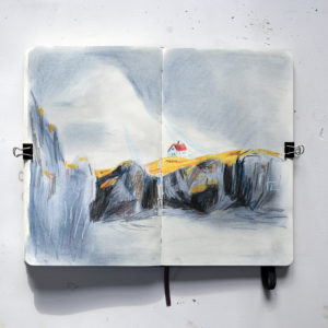 daily sketchbook practice and experiment, mixed media, soft pastels, pencils, www.Fenne.be