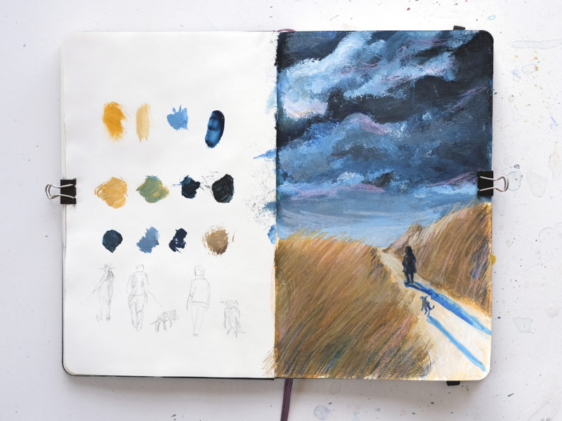 Fenne Kustermans, daily sketchbook practice, mixed media, moleskine sketchbook, illustration artist, www.Fenne.be