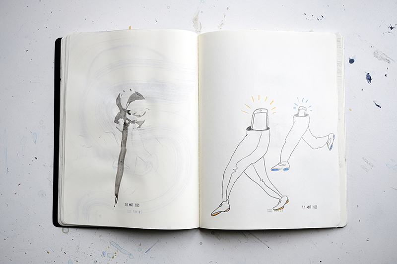 Fenne Kustermans, daily sketchbook practice, mixed media, moleskine sketchbook, illustration artist, www.Fenne.be