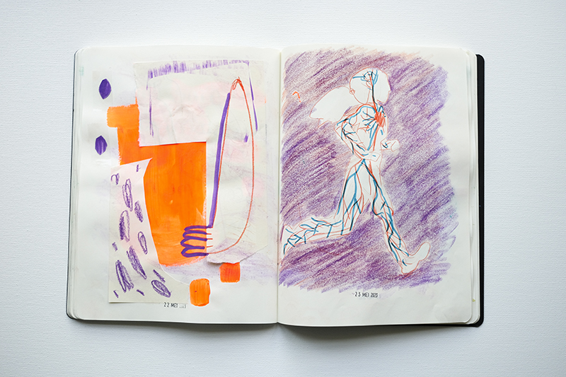 Fenne Kustermans, daily sketchbook practice, mixed media, moleskine sketchbook, illustration artist, www.Fenne.be