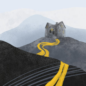 Cabin on a hill illustration, www.Fenne.be