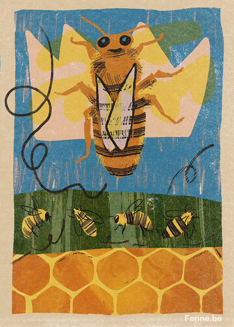 World bee appreciation day, May 20th, Digital bee illustration, www.Fenne.be