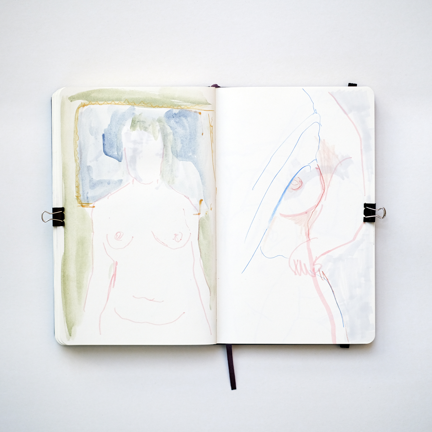 Patreon live video drawing session, Emma Carlisle and Trixie Divine, model drawing moleskine sketchbook, www.Fenne.be