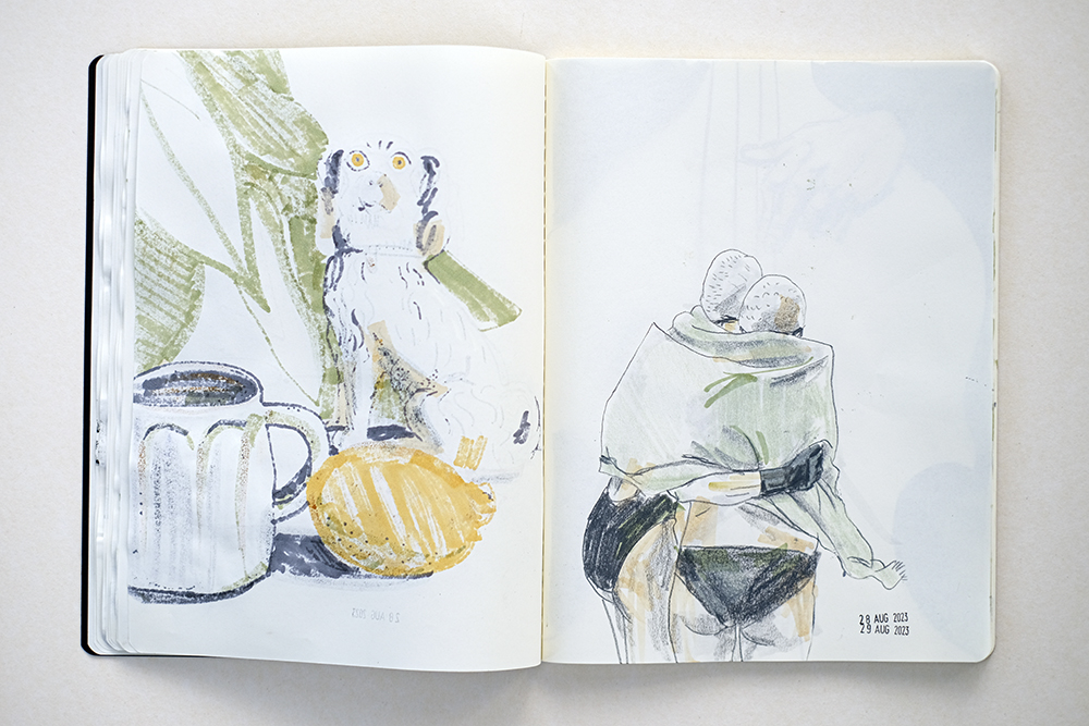 Illustrator's sketchbook, Moleskine and Royal Talens sketchbooks,  mixed media sketches