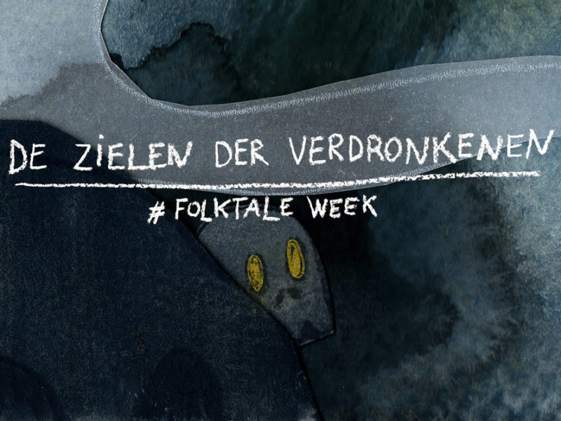 Folktale week 2023, De Zielen Der Verdronkenen, Oostende, Belgian folk tale, mixed media collage illustration, www.Fenne.be