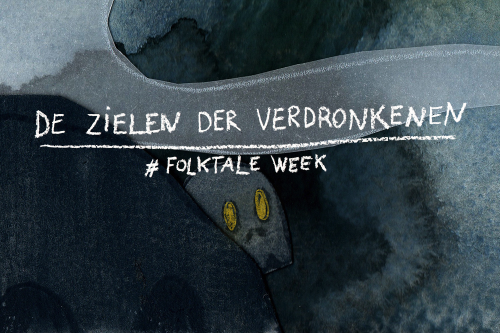 Folktale week 2023, De Zielen Der Verdronkenen, Oostende, Belgian folk tale, mixed media collage illustration, www.Fenne.be