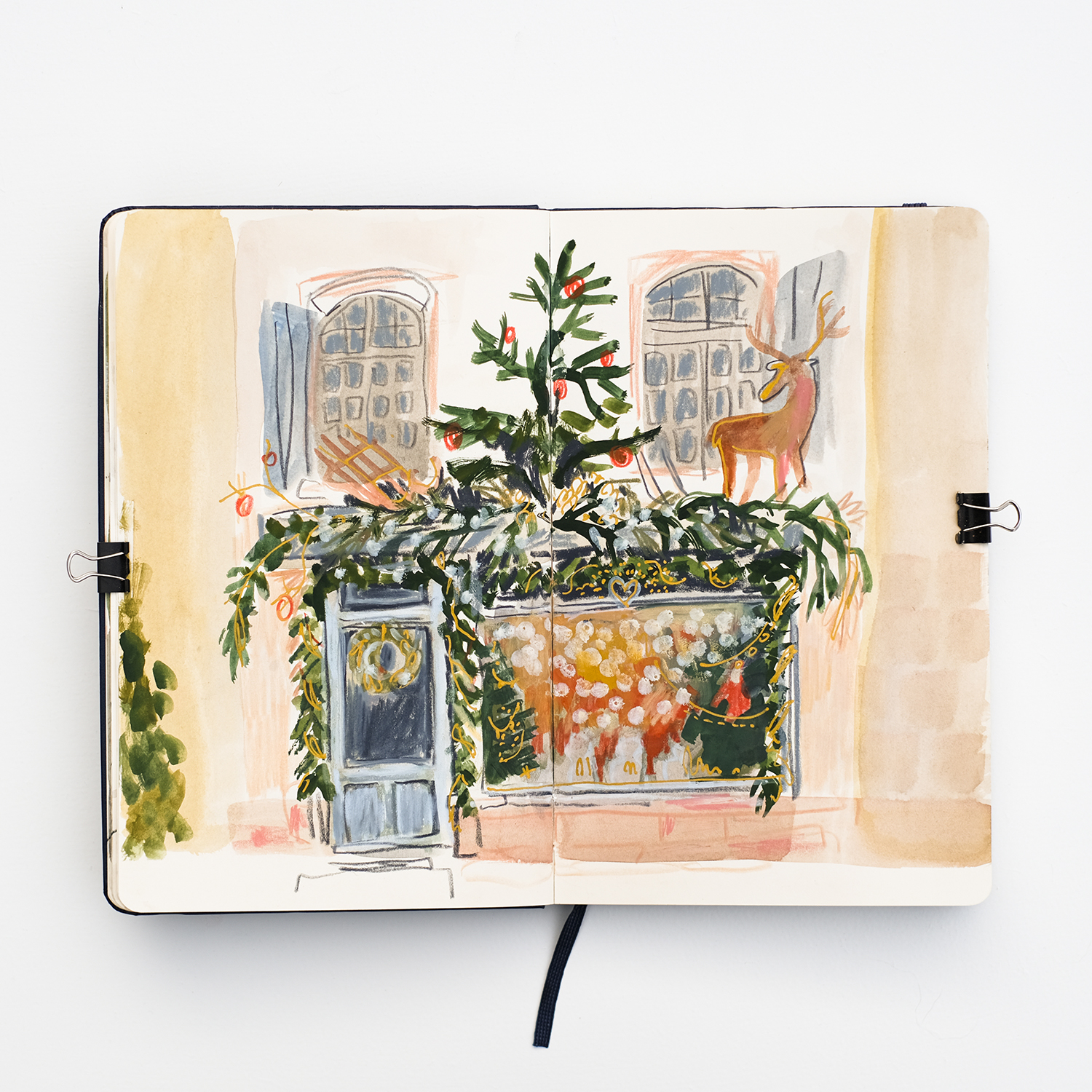 Festive shop fronts sketchbook, www.Fenne.be