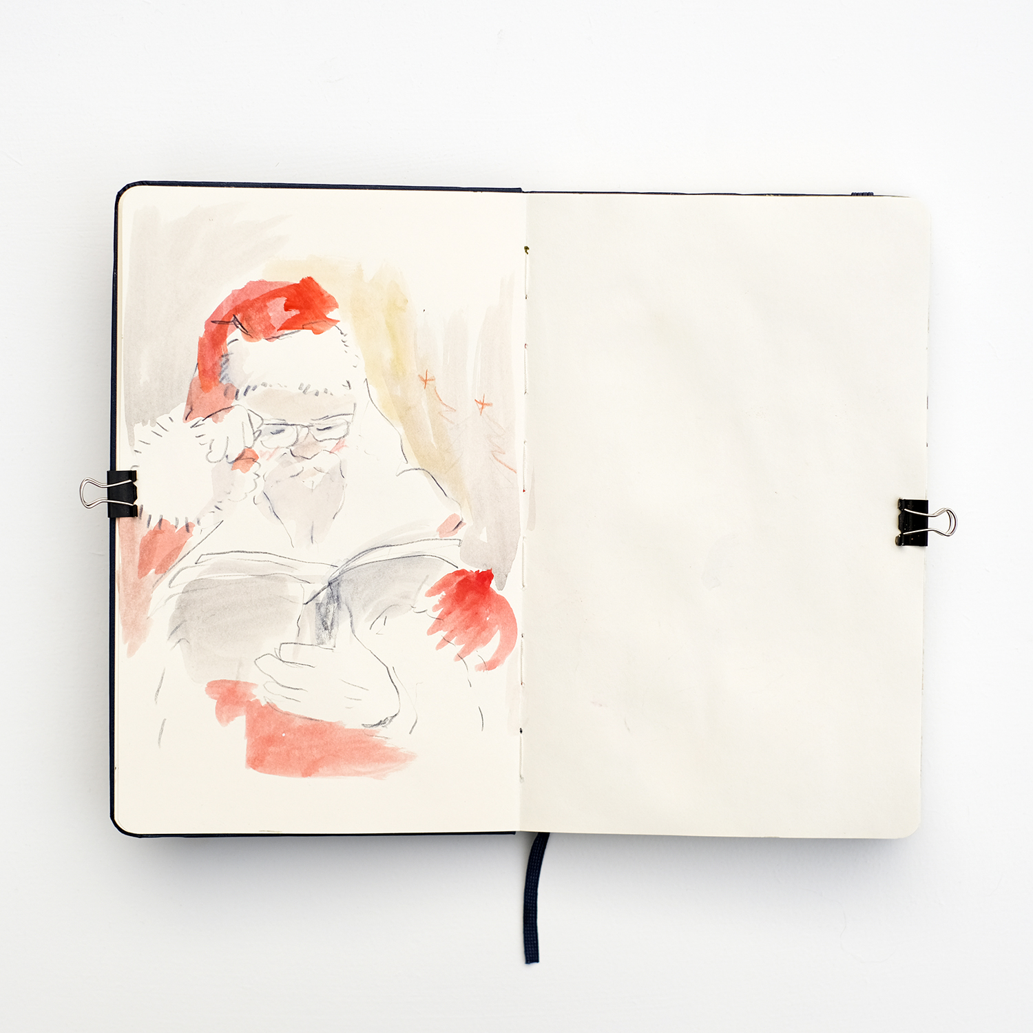 Festive Sketchbook drawing with Santa, www.Fenne.be