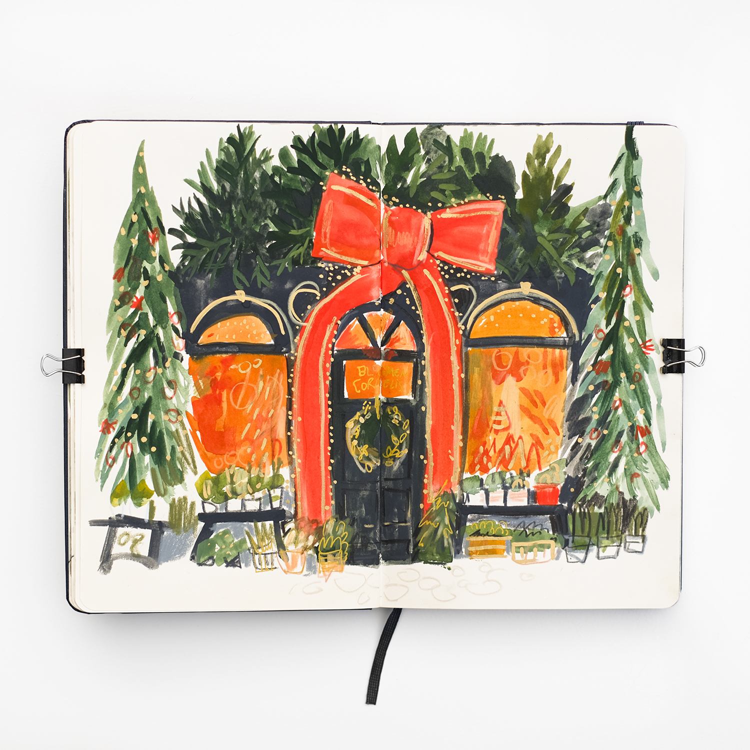 Festive shop fronts sketchbook, Bloemen van Cornelis Antwerpen, www.Fenne.be