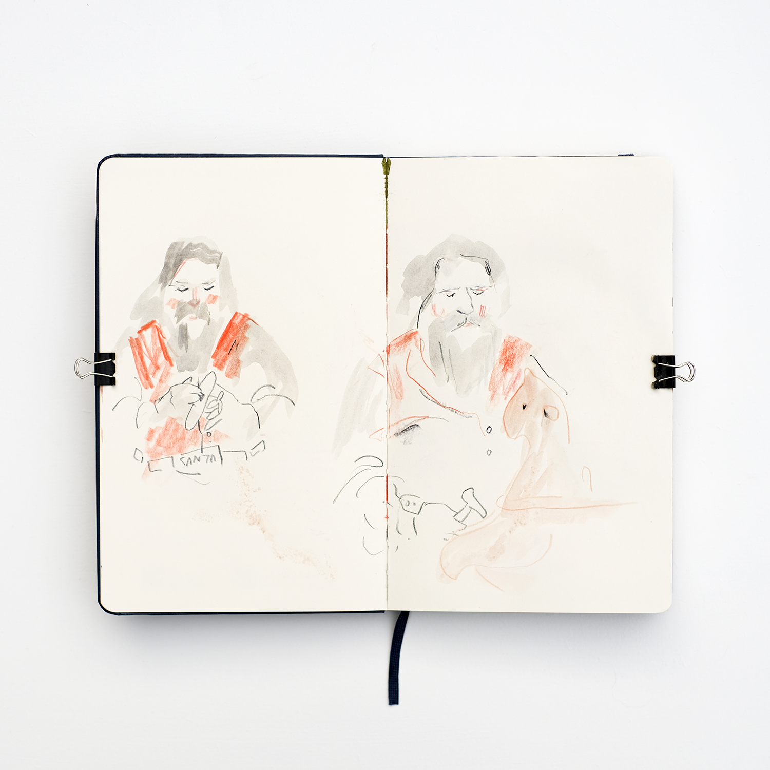 Festive Sketchbook drawing with Santa, www.Fenne.be