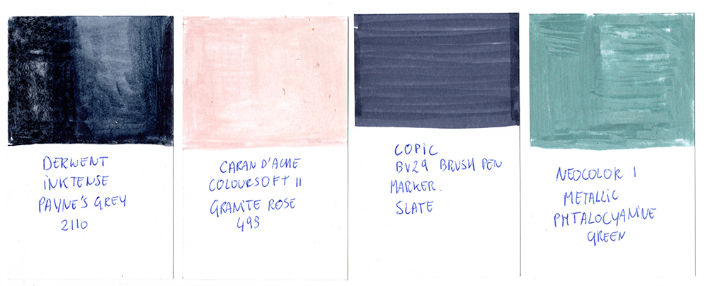 Winter palettes colour cards, soft pastel, markers, neocolor, Luminance pencils, www.Fenne.be