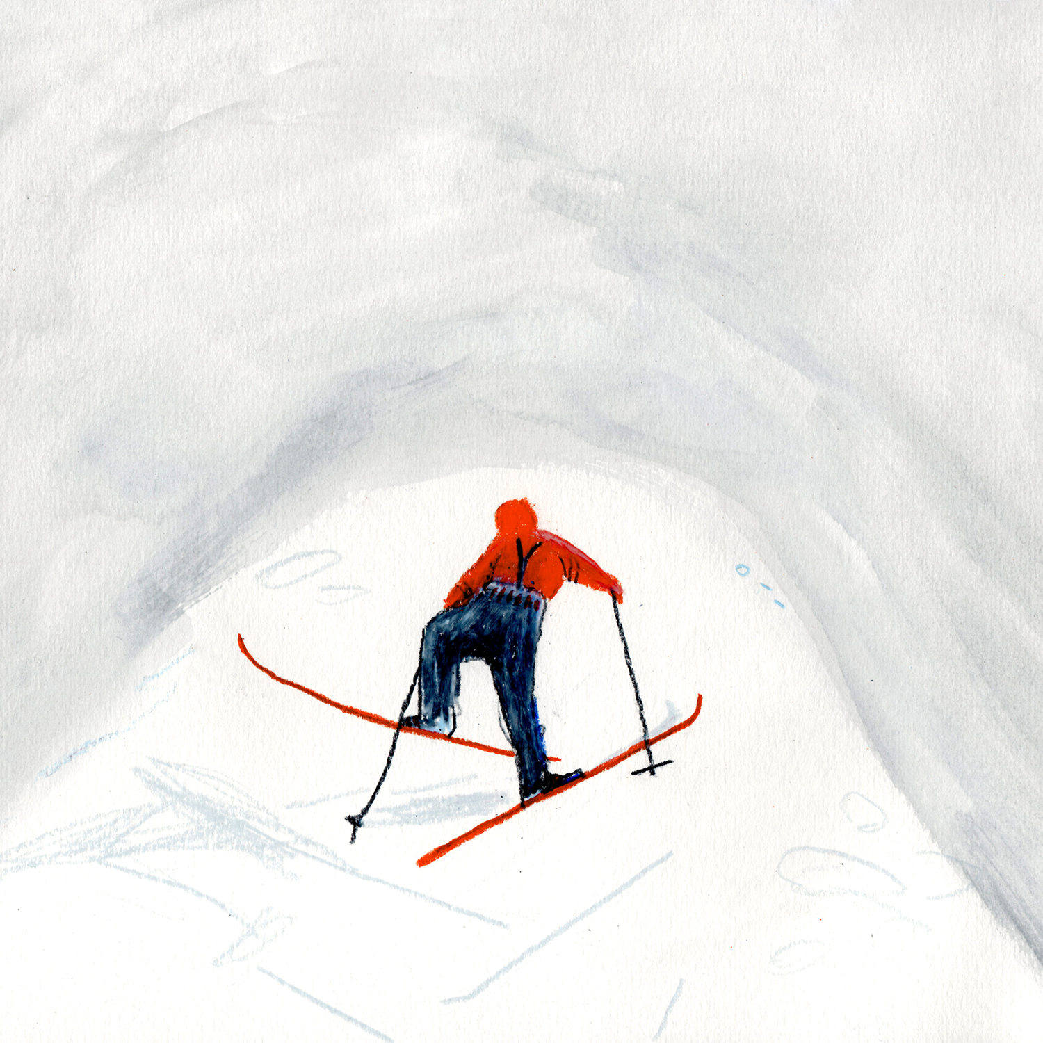 skiing illustration, vintage ski outfit, winter wonderland, www.Fenne.be