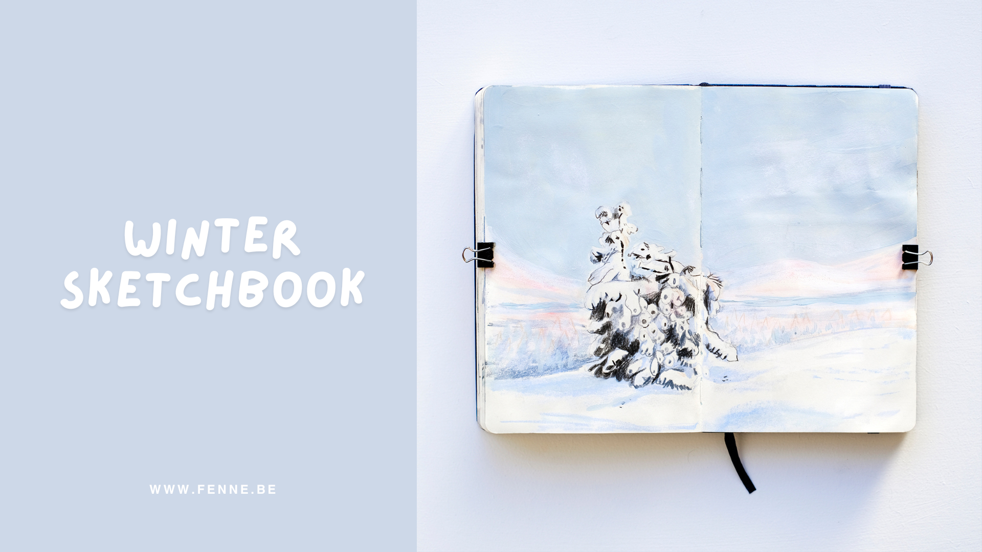 Winter sketchbook flip through, finished Moleskine sketchbook, www.Fenne.be