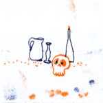 Ensor inspired skull doodle monotypes, www.Fenne.be