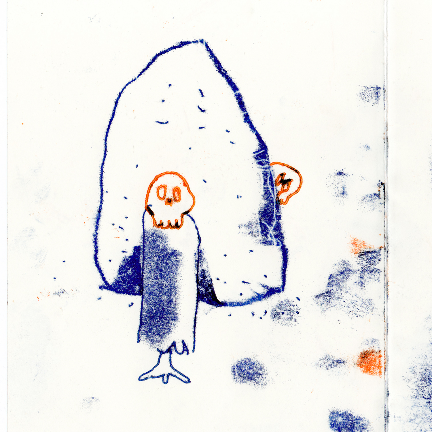 Ensor inspired skull doodle monotypes, www.Fenne.be