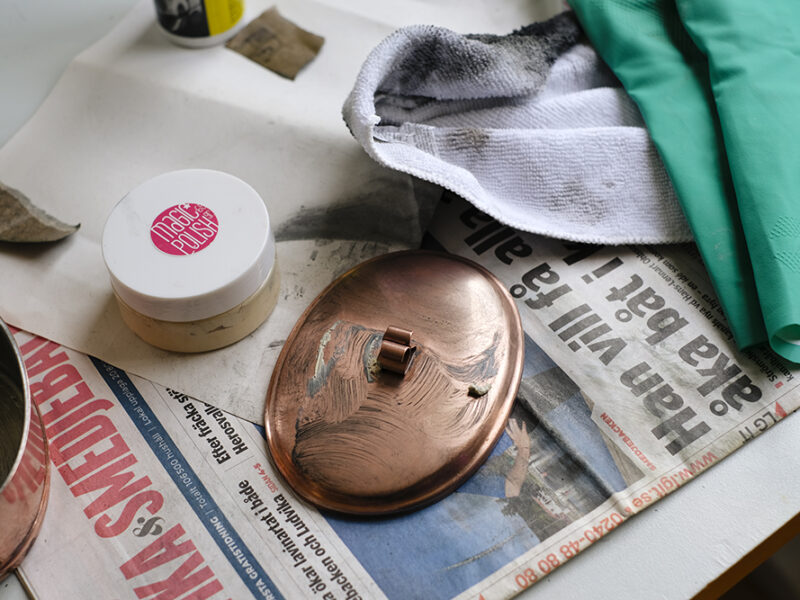 Copper pot, loppis Sweden, cleaning second hand copper, www.Fenne.be